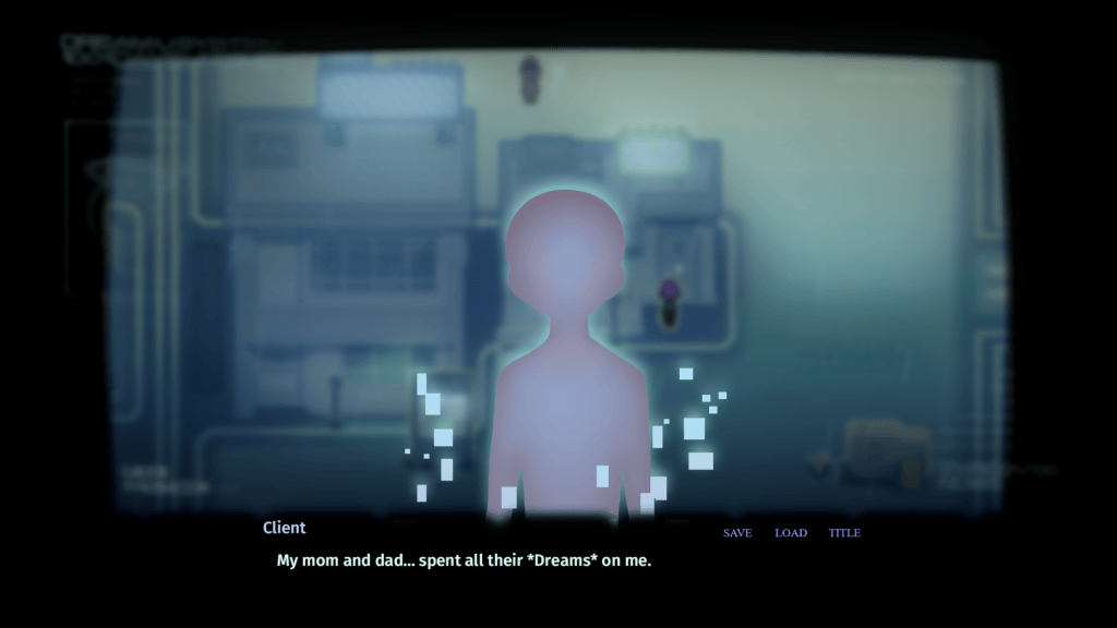 Silhouette of Client, a young boy holo.