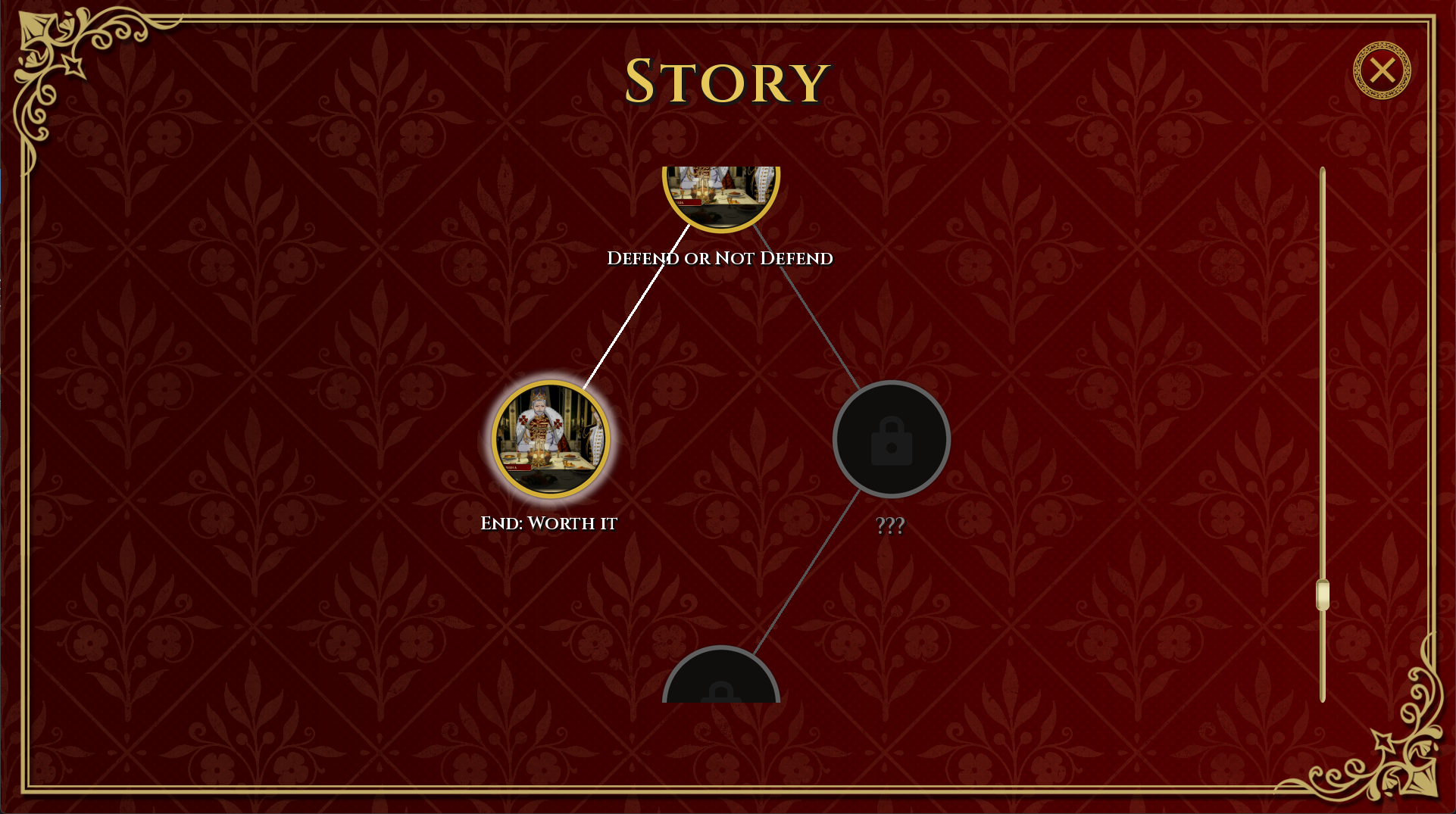 Example of the branching system in Fate's Masquerade.