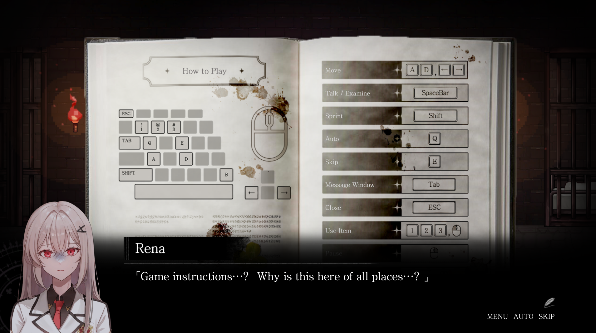 The game's instructions shown in-game.